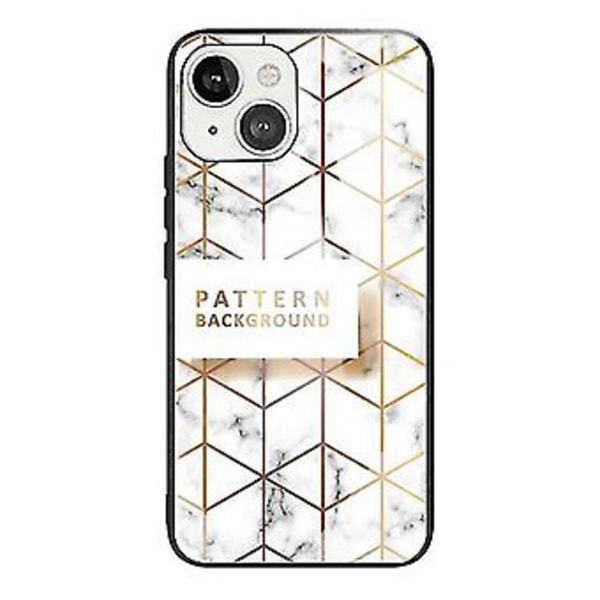 Til Iphone 13 Mini Marmor Hærdet Glas Bagcover TPU Kant Case (hcbl-25) (HCBL-20)