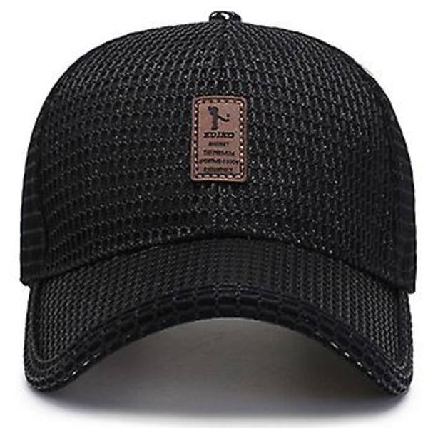 Mænd Kvinder Mesh Baseball Cap Sommer Udendørs Vandreture Sport Golf Trucker Solhatte (Sort)