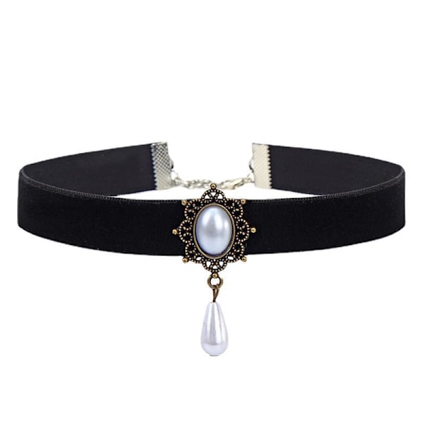 Kvinners gotiske smaragd vintage svart fløyel choker halskjede, Halloween