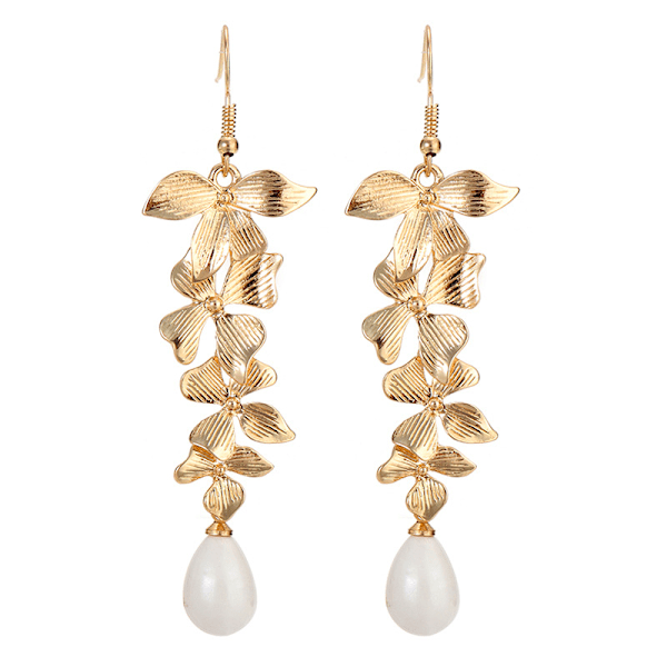 1 Pair Orchid Pearl Earrings Post Earrings for Women Pearl Drop Earrin