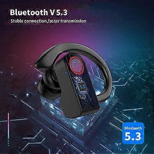 Bluetooth 5.3 Power Digital Display Sport Öronhängande Högeffekts Högupplöst Samtal Trådlösa Bluetooth Hörlurar