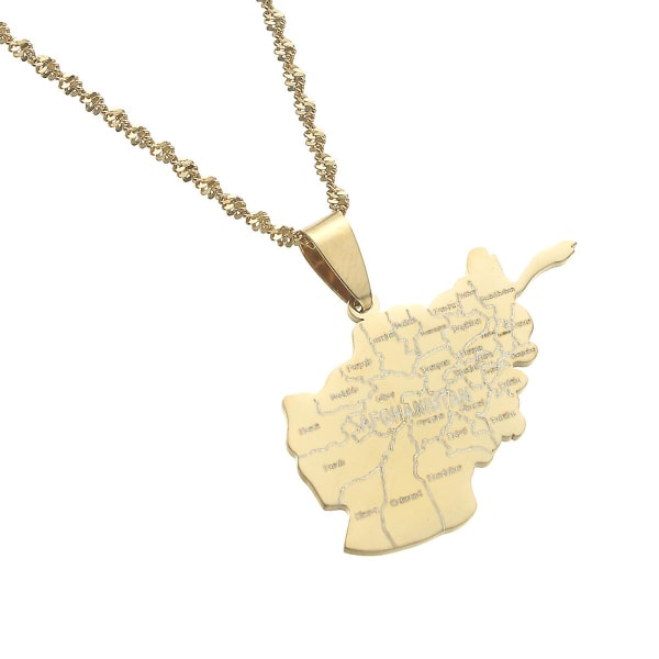 Afghanistan Map With Cities Name Pendant Necklaces For Women Gold Color Afghan Men Jewelry Silver Plated