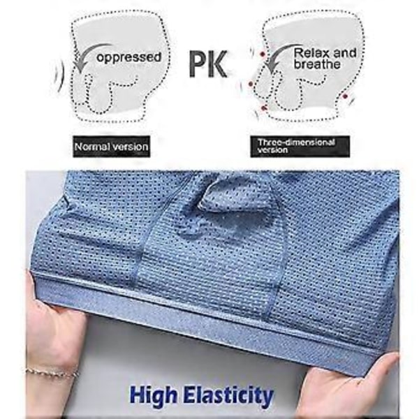 Nylon Isilks Underkläder för Män Andningsbara Sömlösa Isilks Underkläder Låg Midja (XXL Ljusblå)