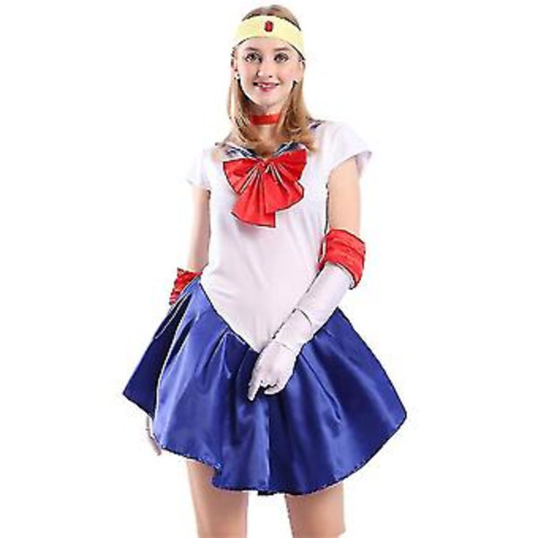 Sailor Moon Minako Aino Venus Cosplay Kostymset för Halloween Maskeradfest Kvinnor Fint Klä Upp Uniform Outfit (S)