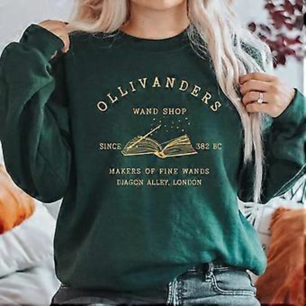Wizard Book Shop Sweatshirt HP Sweater Magisk Troldmand Hættetrøjer Kvinder Langærmet Sweatshirts Bog Nerd Pullover Fans Gave Hættetrøje (XXXL khaki)