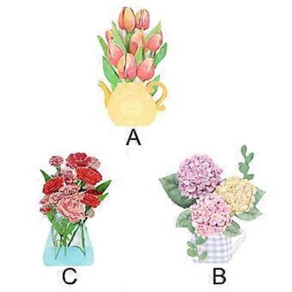 Hilsenskort Tredimensionalt Flerfarvet Mors Dag Papir 3D Skrivebordsdekoration Kreativ Unik Blomst Gavekort (A)