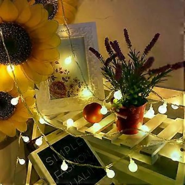 4M 40 LED Glödlampor Kula Ljusslinga Batteridriven Batteri Inomhus Utomhus Vattentät Party Bröllop Belysning Inredning, Varmvit