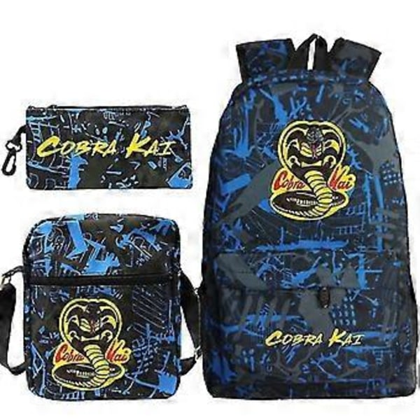 3-delt sett Cobra Kai Ryggsekk Skolevesker Casual Bagpacks Trykte Sekker For Tenåringer Jenter Gutter Reisevesker (4)