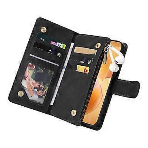 Til Xiaomi 14T Pro Etui Lynlås Pung Flere Kortpladser Læder Telefon Cover (Style A)