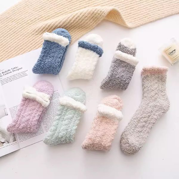 7 st fluffiga tofflor för damer, mysiga tjocka vintertofflor