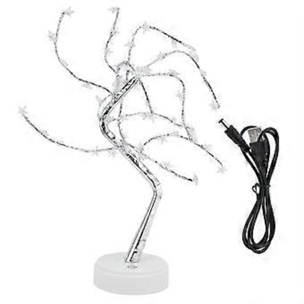 60 LED Nattlampa USB-driven Lampa Koppartråd Nattlampa Konstgjord Trädformad Lampa med Femuddig Stjärna för Hem Sovrum Skrivbordsdekoration