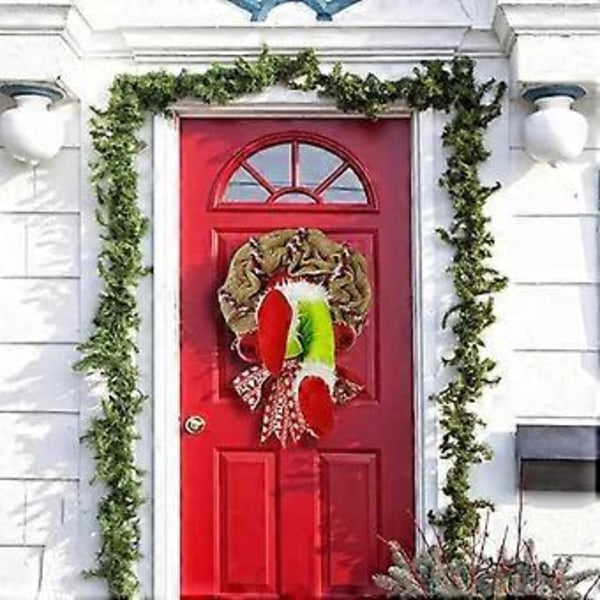 Grinch Krans, Julekrans, Jute Kransdekorasjoner for Julegaver