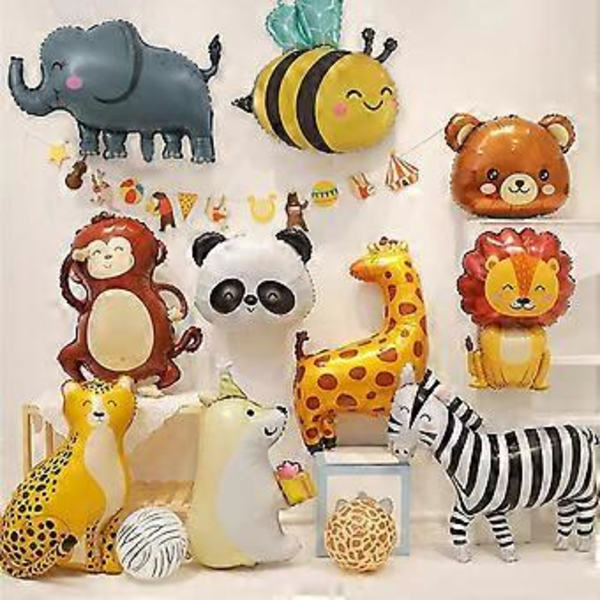 Leopardballonger 6 stk Folie Helium Leopardformet Dyr Festballonger Tegneserie Dyr Leopard Skogballonger for Jungle Safari Tema Bakteppe Barn