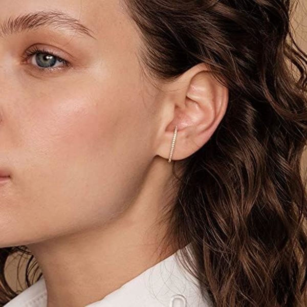 Sølv Post Minimalistiske Suspender Øreklips Øreringe til Kvinder | Wrap Øreflip Studs