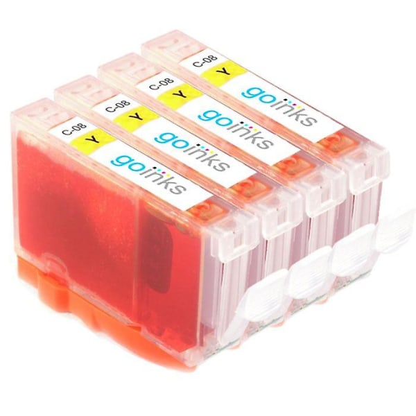 4 Yellow Ink Cartridges to replace Canon CLI-8Y Compatible/non-OEM from Go Inks