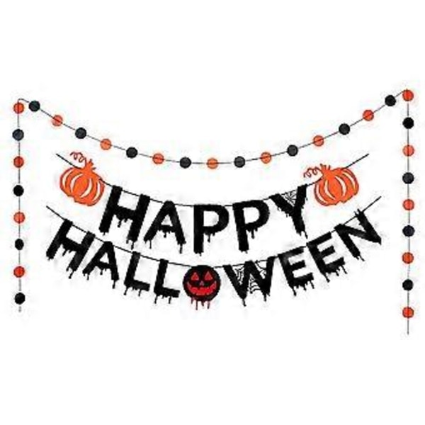 Hyvää Halloweenia Viirinauha Banneri Seppele Kurpitsa Kirjainlippu Juhlatarvike Ripustuskoriste -NMAOV