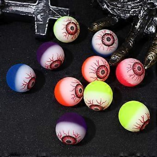 10 stk 32mm Halloween Hoppballer Skumle Øyne Halloween Festartikler (Tilfeldig Farge)