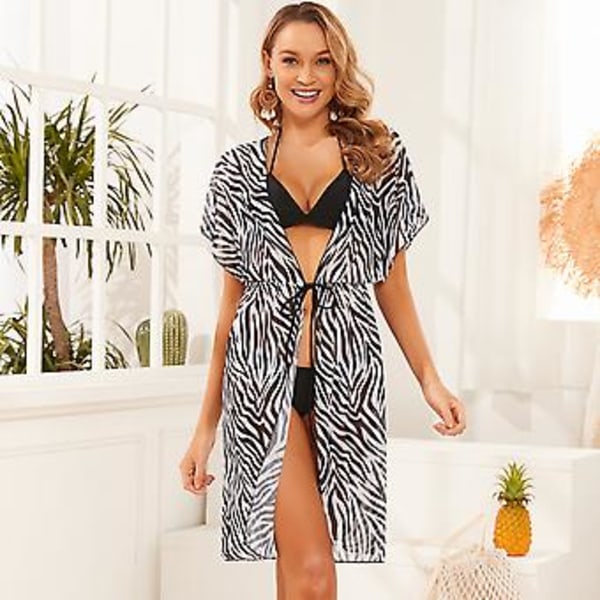 Piges badedragt eksklusiv bluse mesh stranddragt trykt lang bluse kvinders ins stil badetøj Zebra striber