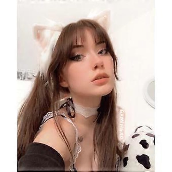 Kawaii Rev Hårbånd med Katteører Hårklipp Katter Cosplay (Rosa Hvit Hårbånd)