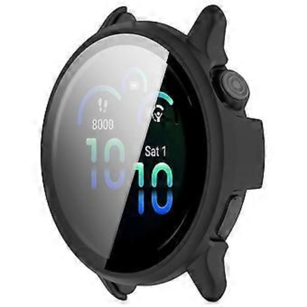 För Garmin Vivoactive 6 Klockfodral PC Ram Skydd med Härdat Glas Skärmskydd (Matt Svart)