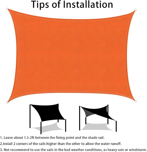 Rektangulär Solsegel 3x4m Orange, Vattentät Markis UV-skydd