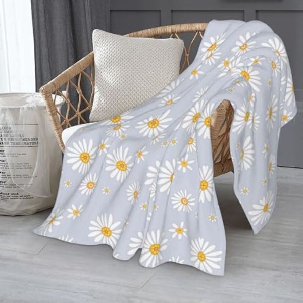 Lille Daisy blomster Fleece tæppe Ultra blødt hyggeligt dekorativt Flannel tæppe til hjem seng sofa stol rejse