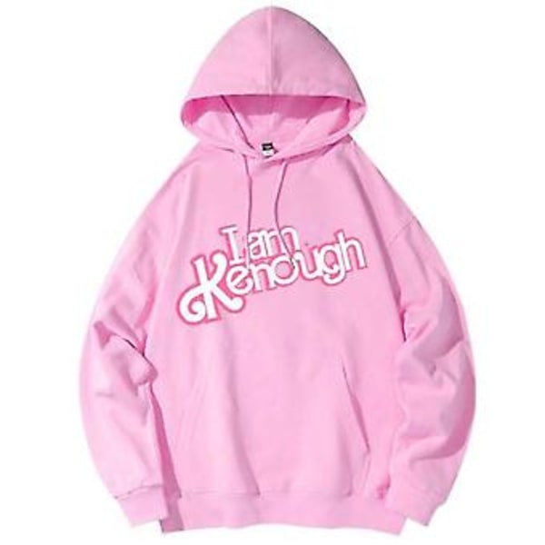 I Am Kenough Kirjainpainatus Barbie-teemainen Huppari Unisex Trendikäs Painettu Pitkähihainen Pusero Huppari Hyppypuku Yläosat S Pinkki