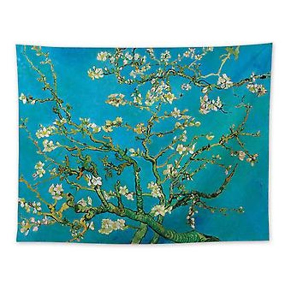 Vægbeklædning med motiv af Van Goghs Mandeltræer i Blomst - Tapet til væggen - Hjemmedekoration til stue og soveværelse