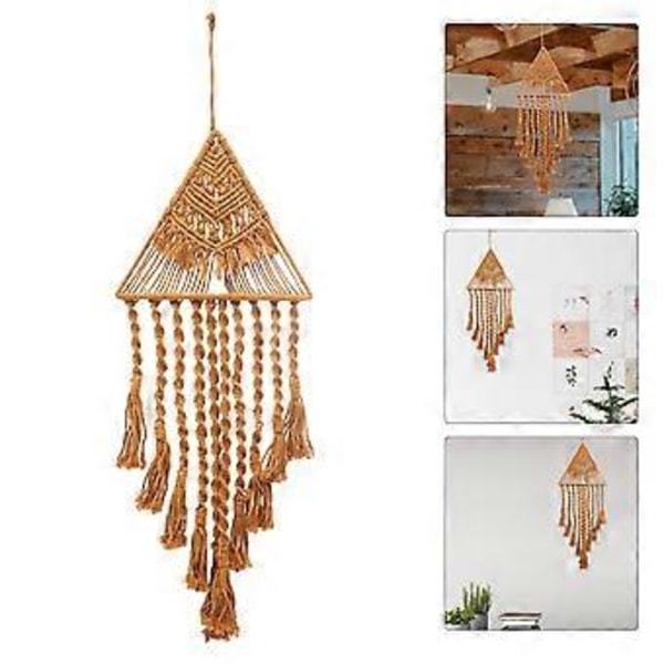 Makrame Vævet Vægophæng Vedhæng Trekant Kvaster Geometrisk Indretning Boho Baggrund
