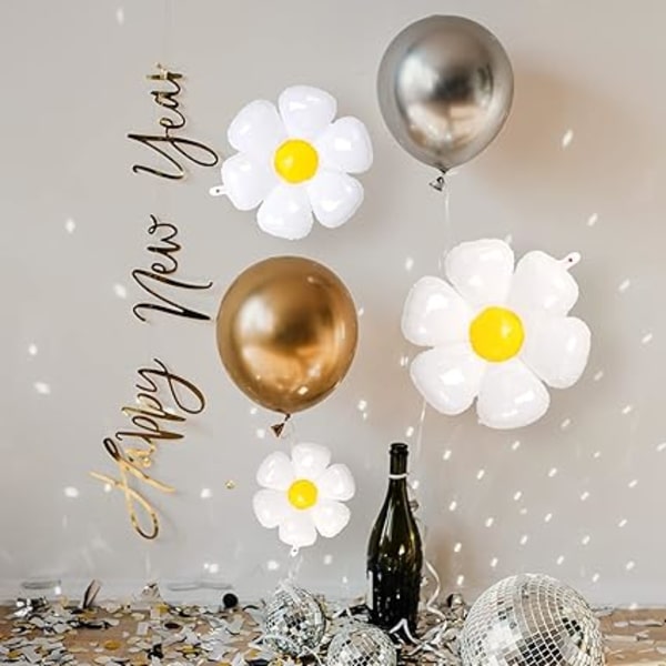 Daisy Ballon Sæt, Hvide Blomster Balloner Aluminium Film Ballon Sød Foto