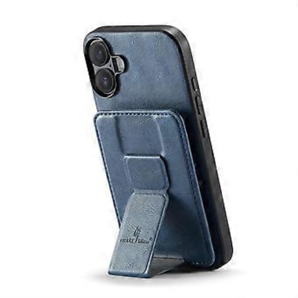FIERRE SHANN 024 Tyyli iPhone 16 -kotelolle Korttipidike Jalusta Vahamainen Nahka+TPU Puhelinkuori (Tyyli D)