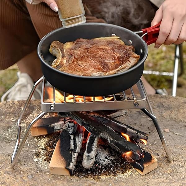 Campfire Grate, Transportabel BBQ Grate, 17CM Fällbar Grate, Ideal fo