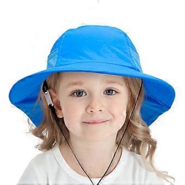 Børnehat Åndbar Solhat Unisex Babyhat Sommer Rejse Strandkasket Justerbar Børnekasket til 2-6 År Børn (blå)