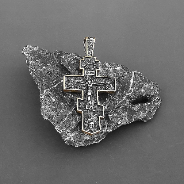 Jinzhaolai Orthodox Cross Necklace Women/men Religious Prayer Church Utensils Christ Jesus Pendant Long Chain Gold