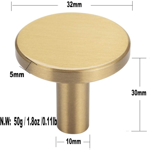 Sæt af 4, Børstet Messing Væghængte Kroge, 32 mm x 30 mm, Guldbelagt Towe
