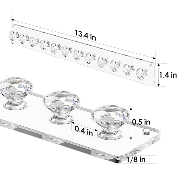 Akryl Halskædeholder 2 Pak, Vægmonterede Smykkeophæng med 12 Diamantformede Kroge til Halskæder, Armbånd og Armringe Display Stativ