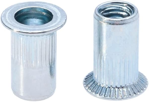 M6 blind crimp, countersunk head, grooved round body, open thread