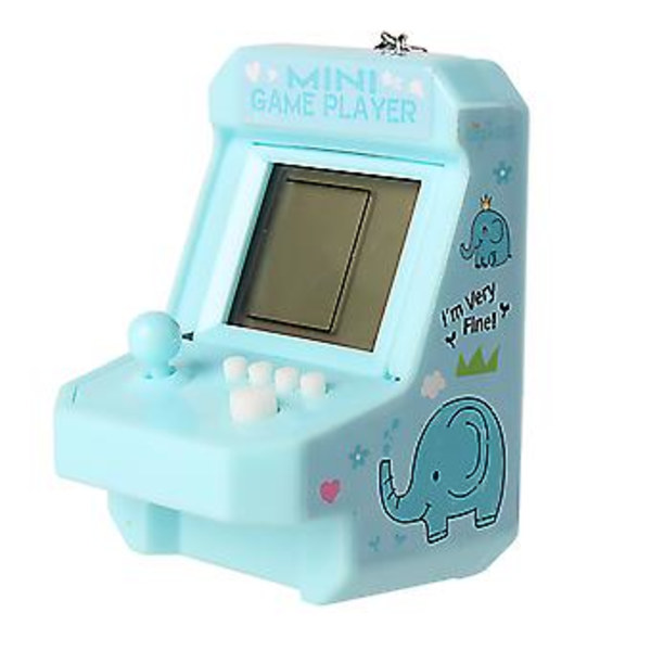 Mini-arkadipeliautomaatti 26 Retro-pelin kanssa, reppupendantti avaimenperä, lasten lahja (Sininen)