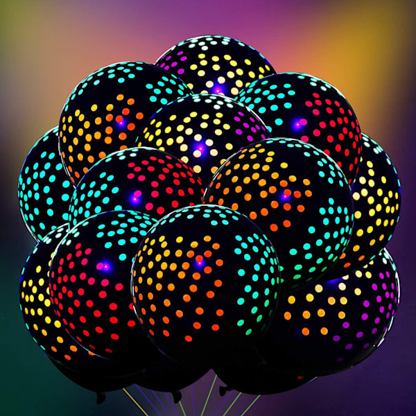 20 st neonballonger lysande prickiga miniballonger för svartljusfester gl