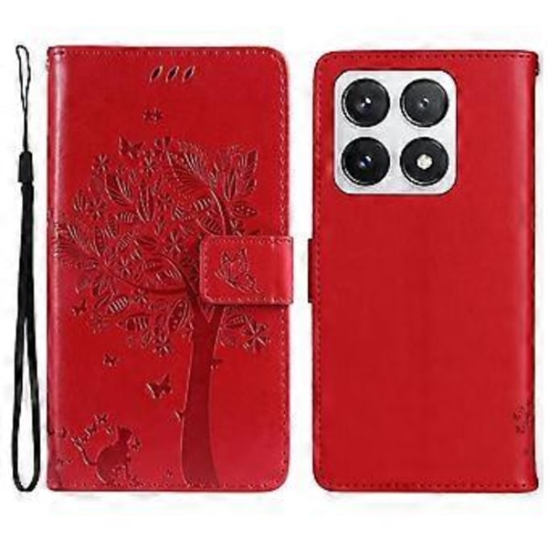 KT Imprinting Flower Series-3 Deksel til Xiaomi 14T Pro Katte-tre Mønster Flip Lær Telefondeksel (Stil G)