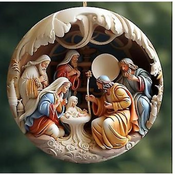 Julkrubba Ornament Jul Dekoration Akryl 2D Hängande Hänge För Julgran Present Till Familj Vänner Och Kristna A