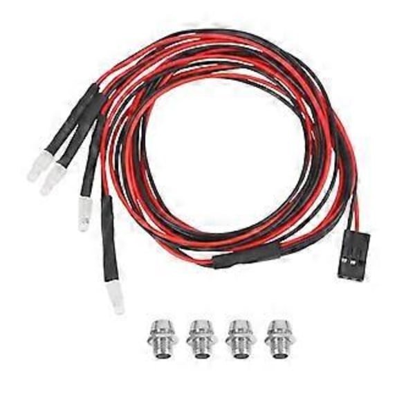 4 LED Lys Kit 2 Hvide 2 Røde 3mm Forlygter til 1/24 RC Crawler Bil Axial SCX24 90081 AXI00002 Opgraderingsdele