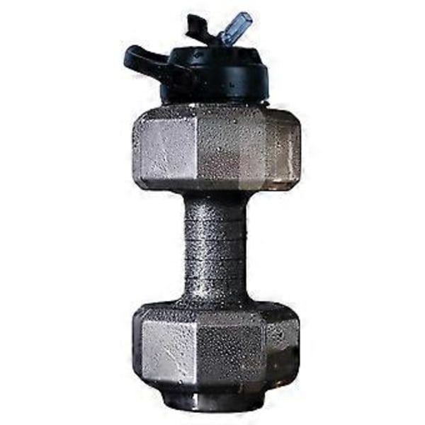 Stor Kapacitet Kop Dumbbell Form Drikkevandsflasker Vægtstang Kedel Kropstræningsflaske () til Udendørs Camping Rejse (2600ML Sort)