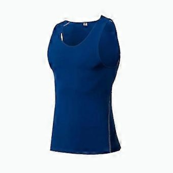 Vest Sport Tight Vest Herrar Snabbtorkande Andningsbar Elastisk Leggings Löpning Sport Undertröja Fitness Träning Fitness Topp-c(M Blå)