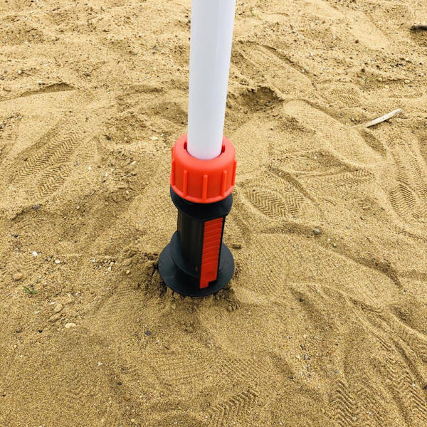 Sort Fod, Parasolholder, Skruestøtte, Jordsokkel, Camping, Strand,