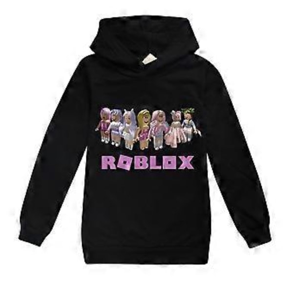 Roblox Tryckt Sweatshirt med Huva för Barn 9-14 År (11-12 År Svart)