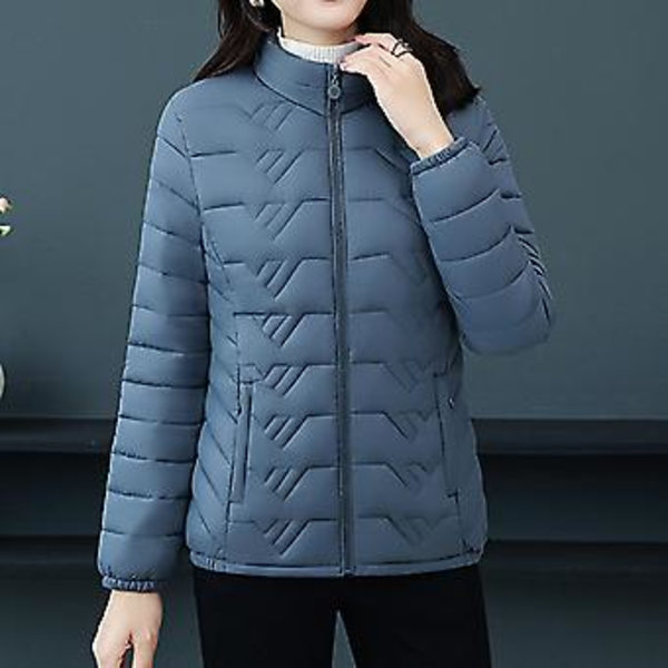 Vinterjakke for kvinner, pakkbar og varm, bærbar yttertøy, bomullsforet jakke for hjem, date, fest og shopping (4XL Blå)