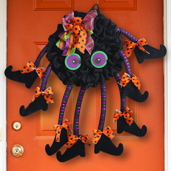 Halloween Flerbenta Spindelkrans Vägg Entrédörr Dekorativ Inomhus
