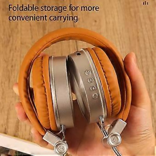 Headset Bluetooth Hodetelefoner Støyreduksjon Plug-in Stereo Trådløst Headset (Brun)