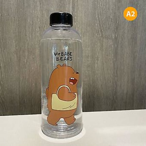 1000ml Søt Panda Bjørnkopp Plast Transparent Frosting Tegneserie Vannflaske (A2(1000ml))